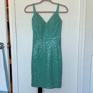 Glamorous Teal Sequin Mini Dress